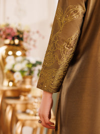 Mehndi Green Raw Silk Formal 2Pc Stitched - AL-LS-LKS-540