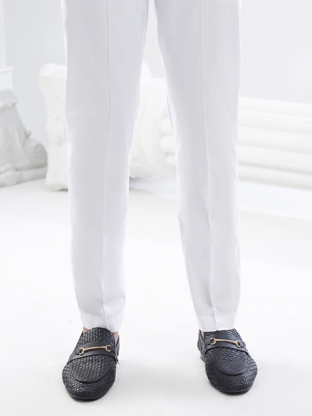 White Cotton Men Trouser - AL-MTR-008-R23