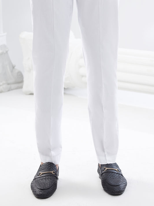 White Cotton Men Trouser - AL-MTR-008-R23