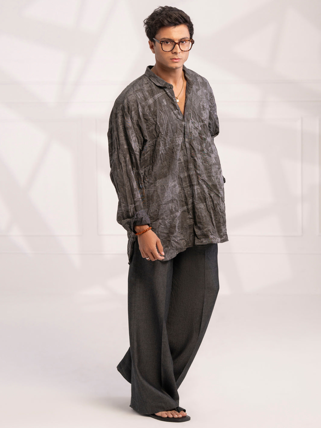 Grey Cotton Short Kurta - AL-SK-020B
