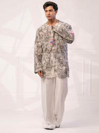 Light Grey Cotton Short Kurta - AL-SK-021B