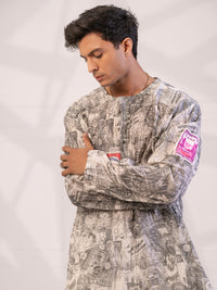 Light Grey Cotton Short Kurta - AL-SK-021B