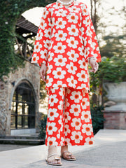 Orange Lawn Co-ord Set - ALP-2PS-SLKS-2241
