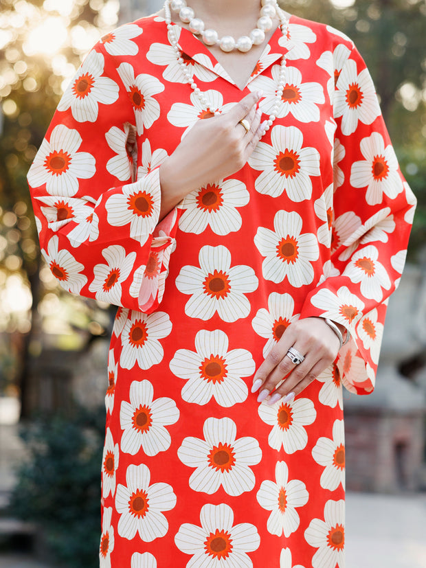 Orange Lawn Co-ord Set - ALP-2PS-SLKS-2241