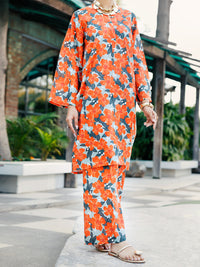 Orange Lawn Co-ord Set - ALP-2PS-SLKS-2245