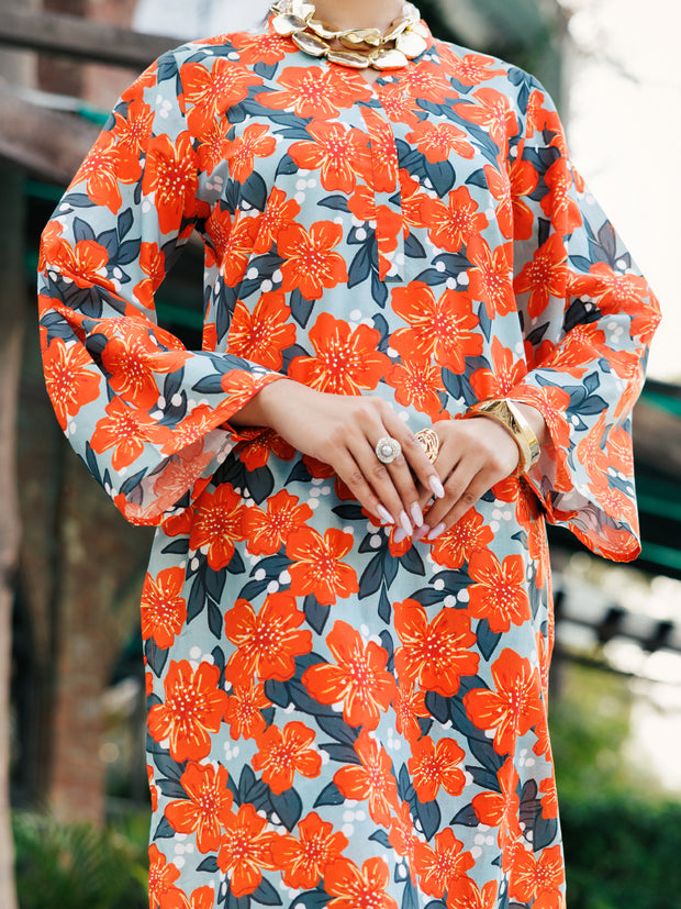 Orange Lawn Co-ord Set - ALP-2PS-SLKS-2245