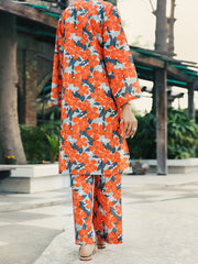 Orange Lawn Co-ord Set - ALP-2PS-SLKS-2245