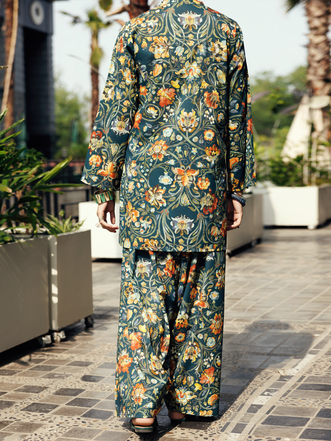 Teal Green Lawn Co-ord Set - ALP-2PS-SLKS-2248