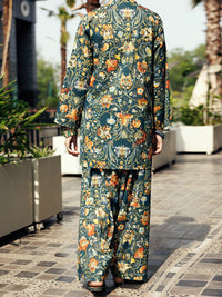 Teal Green Lawn Co-ord Set - ALP-2PS-SLKS-2248