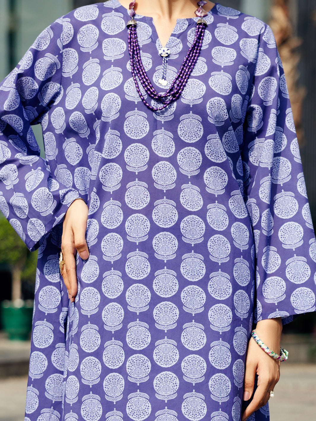 Blue Lawn Co-ord Set - ALP-2PS-SLKS-2249