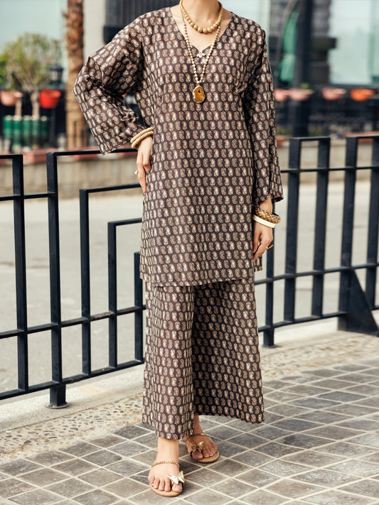 Brown Lawn Co-ord Set - ALP-2PS-SLKS-2250