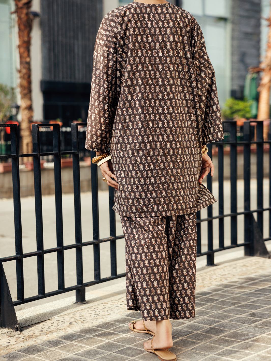 Brown Lawn Co-ord Set - ALP-2PS-SLKS-2250