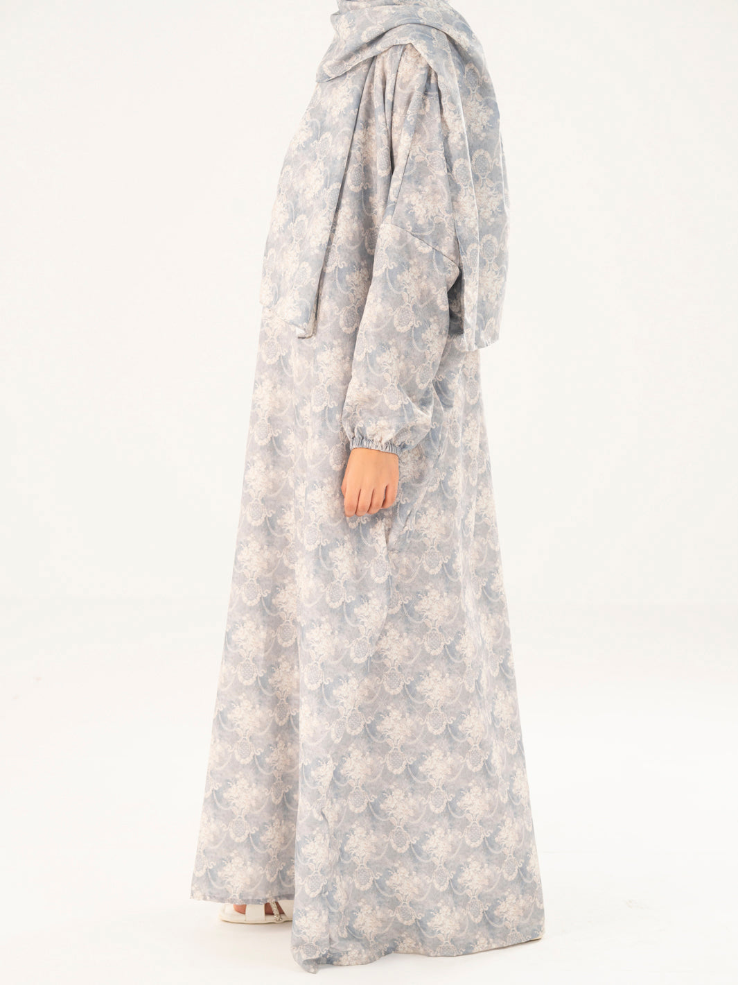Light Grey Swiss Jacquard Salah Robe - AWP-LK-PD-917