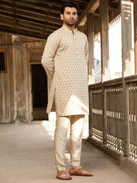 Beige Blended Formal Kurta - AL-K-SP-037