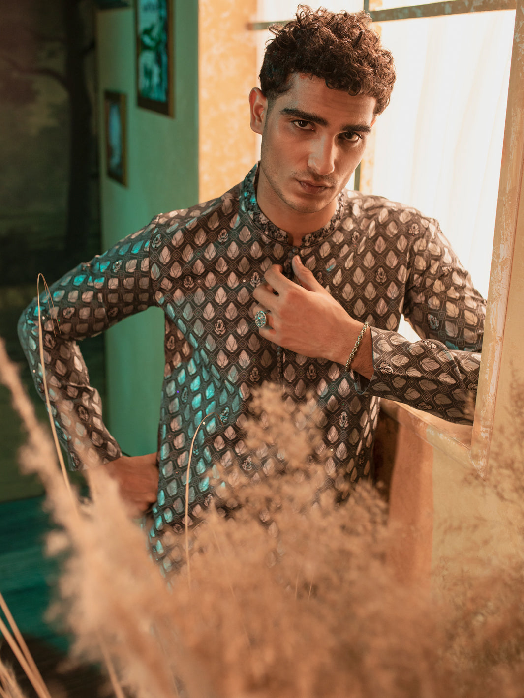 Grey Blended Formal Kurta - AL-K-SP-050