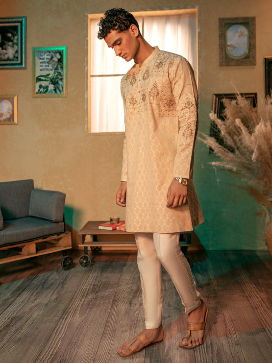 Beige Blended Special Kurta - AL-K-SP-054 - Almirah Online