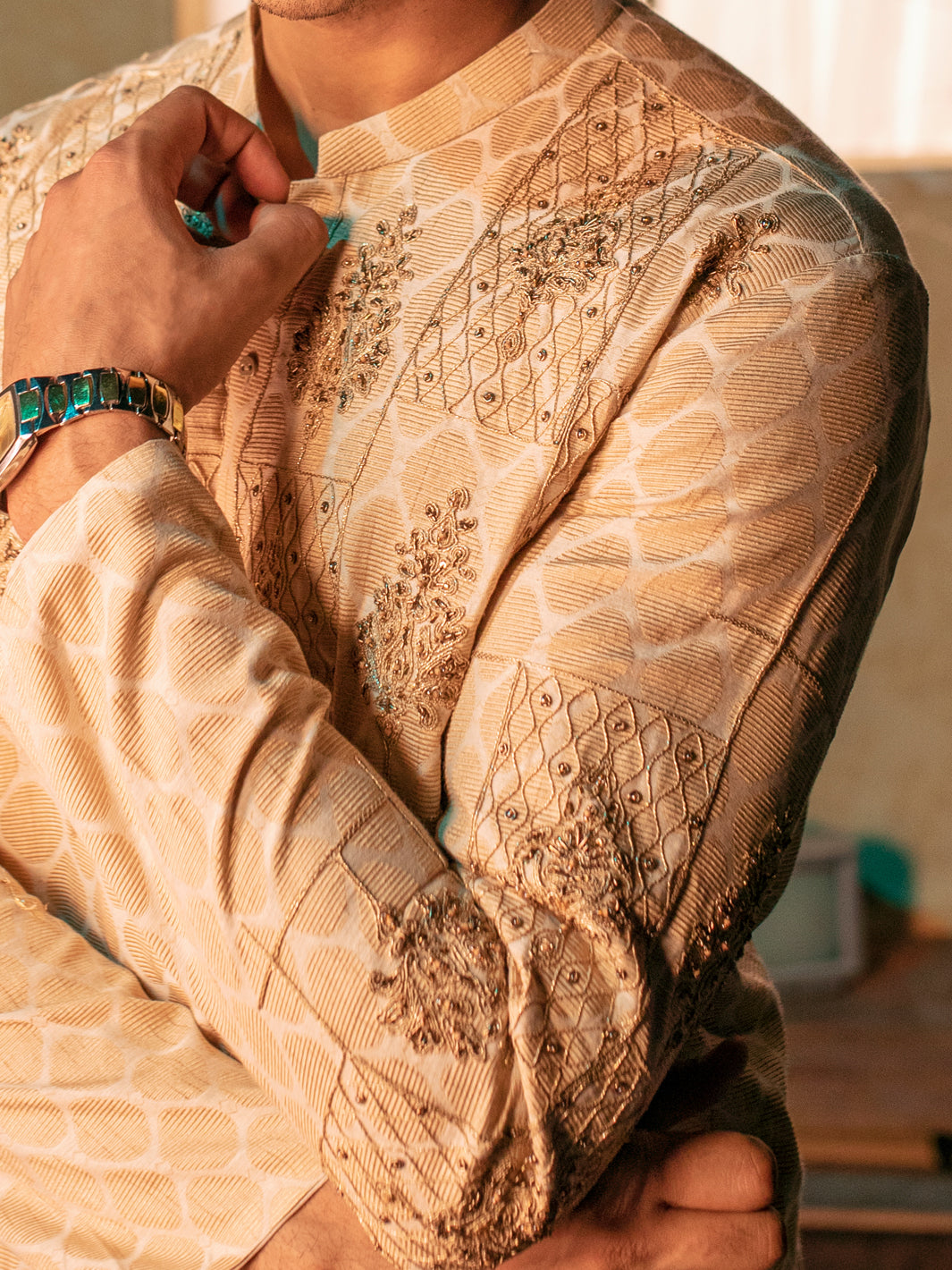 Beige Blended Special Kurta - AL-K-SP-054 - Almirah Online