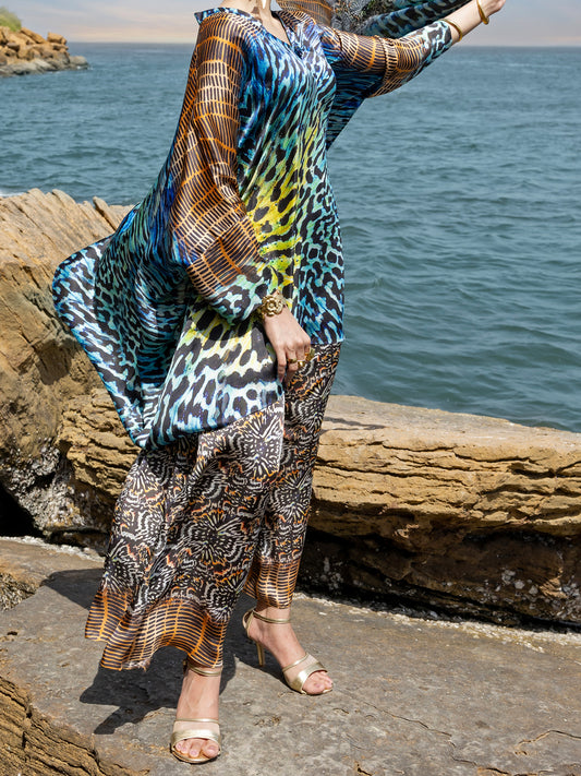 Multicolor Viscose Silk Formal Stitched 3PC - AL-3PS-SS-LS-605