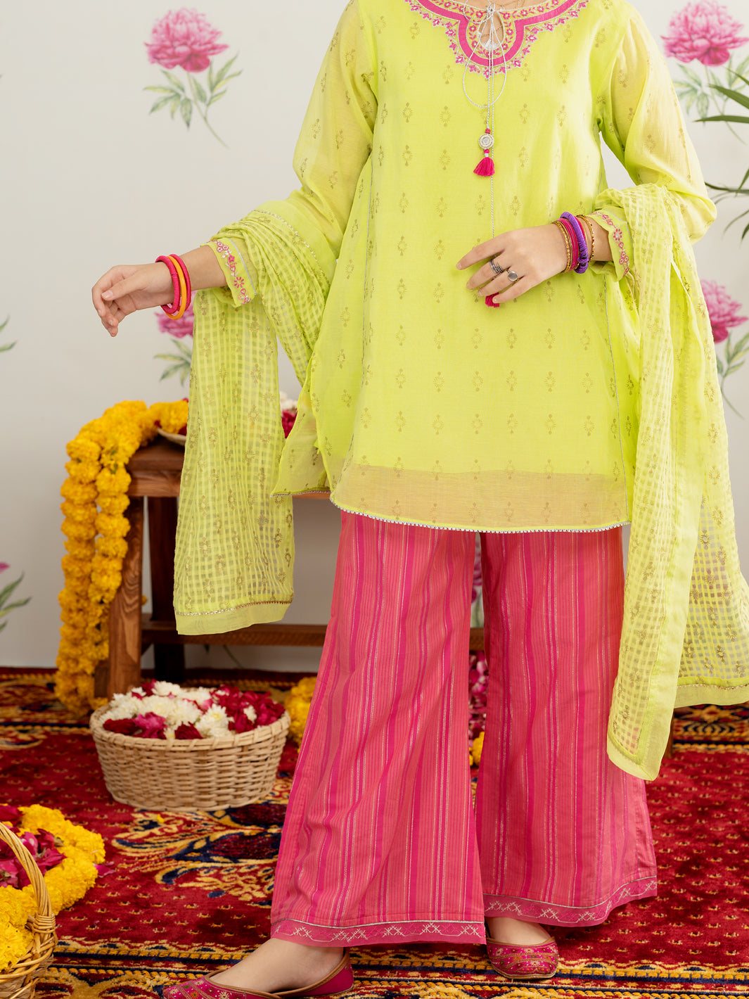 Light Green Khaddi Net Girl Stole - ALT-ST-1029 - Almirah Online
