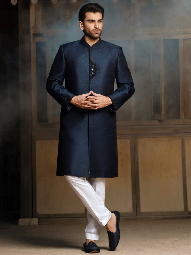 Blue Blended Sherwani - AL-SW-139