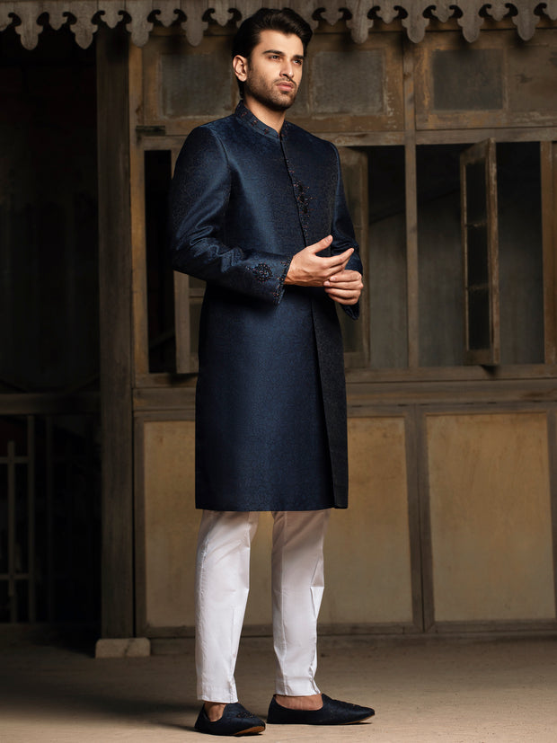 Blue Blended Sherwani - AL-SW-139