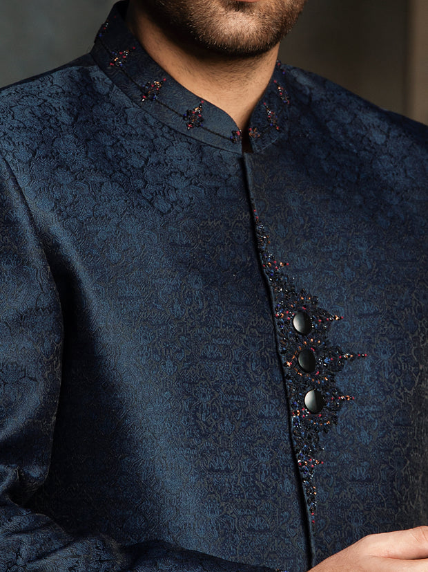 Blue Blended Sherwani - AL-SW-139