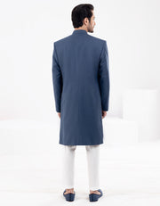 Dark Blue Blended Men Sherwani - AL-SW-149 - Almirah Online