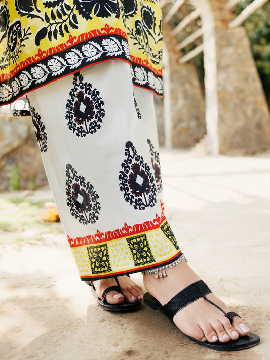 Black & White Cambric Trousers - ALP-T-2277
