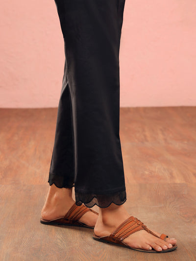 Black Cambric Trousers - AL-T-725 - Almirah Online