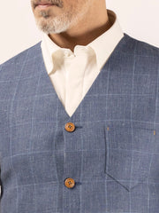 Blue Linen Waistcoat - ALCR-WC-008