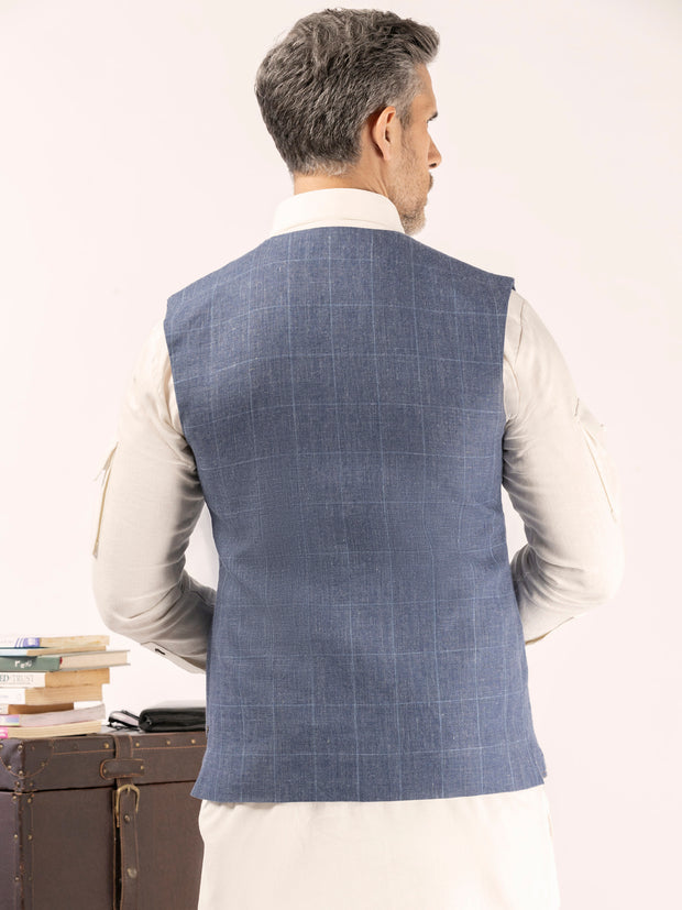 Blue Linen Waistcoat - ALCR-WC-008