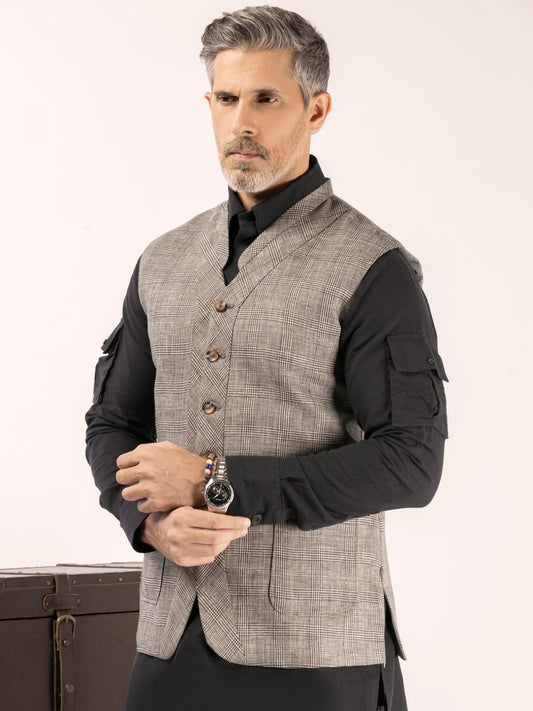 Grey Linen Waistcoat - ALCR-WC-010
