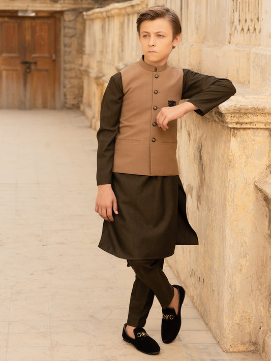 Brown Blended Boy Waistcoat - ALT-WC-010A
