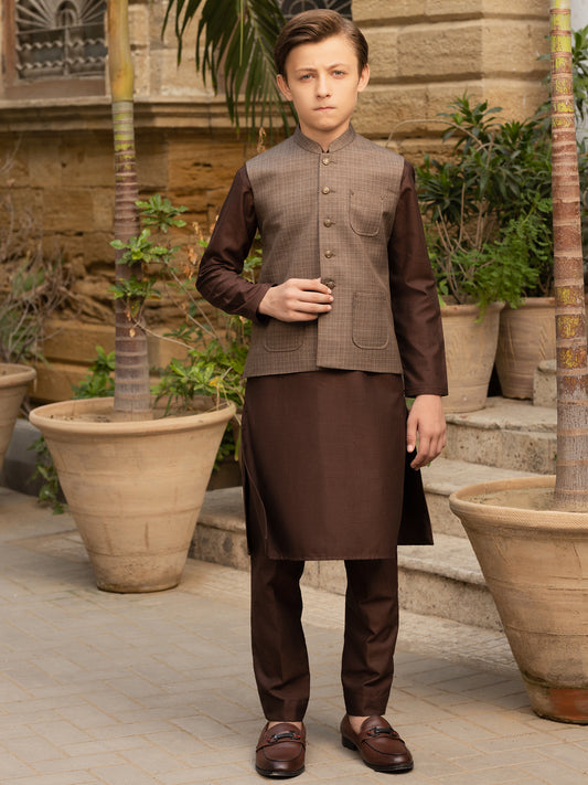 Brown Blended Boy Waistcoat - ALT-WC-011A