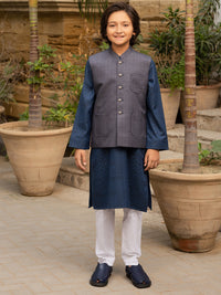Blue-Grey Blended Boy Waistcoat - ALT-WC-011B