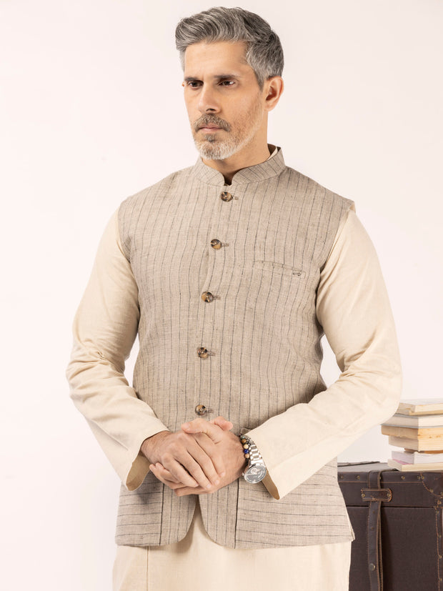 Beige Linen Waistcoat - ALCR-WC-012