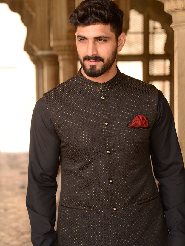 Black Blended Waistcoat - AL-WC-199 - Almirah Online