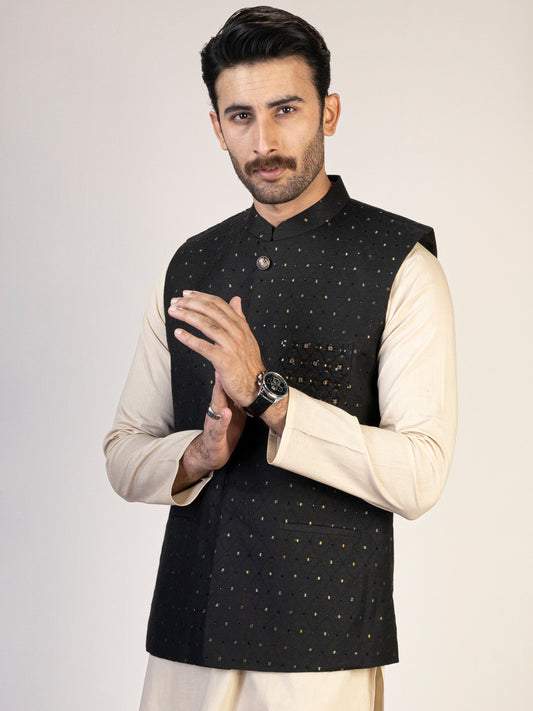 Black Blended Waistcoat - AL-WC-483
