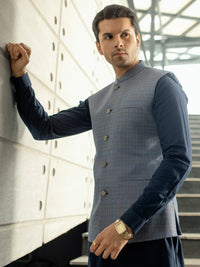 Blue Blended Waistcoat - AL-WC-504
