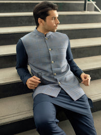 Blue Blended Waistcoat - AL-WC-504