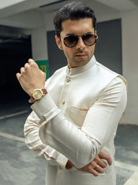 Off White Blended Waistcoat - AL-WC-505