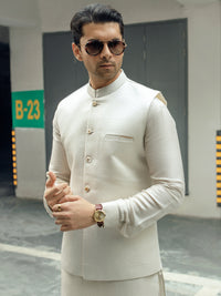 Off White Blended Waistcoat - AL-WC-505