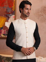 Light Beige Cotton Waistcoat - AL-WC-533 - Almirah Online