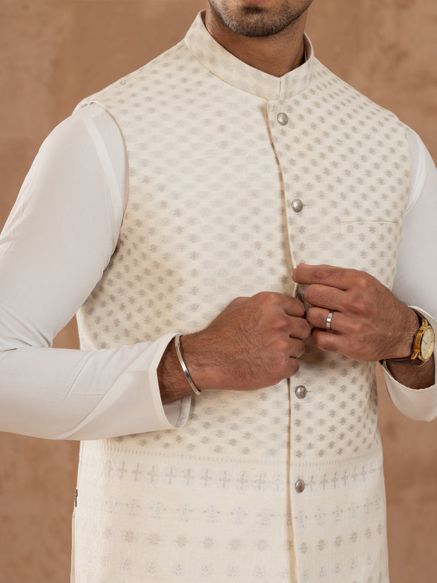 Cream Blended Waistcoat - AL-WC-543A - Almirah Online