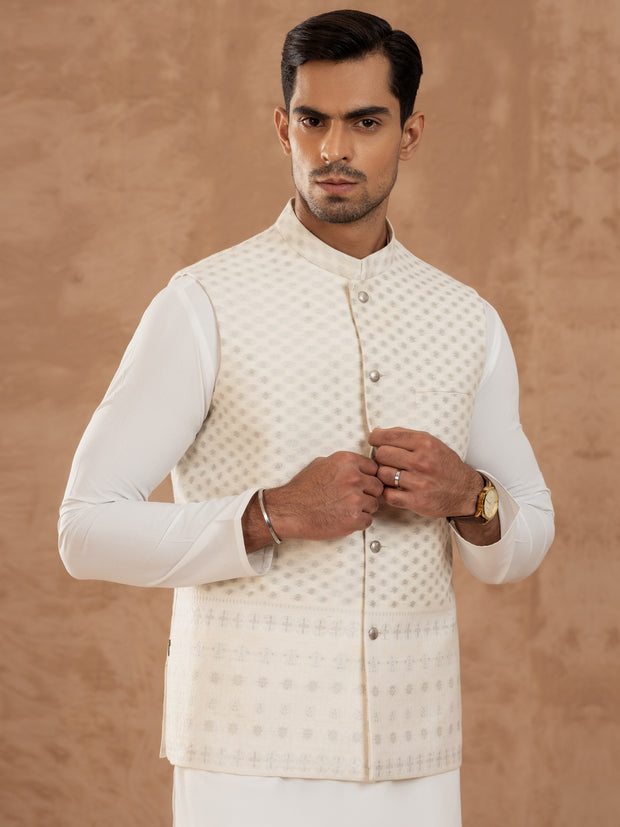 Cream Blended Waistcoat - AL-WC-543A - Almirah Online