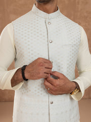 Ice Blue Blended Waistcoat - AL-WC-543C - Almirah Online