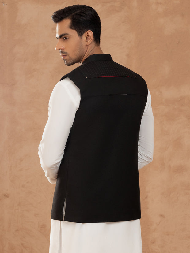 Black Blended Waistcoat - AL-WC-545 - Almirah Online