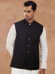 Black Blended Waistcoat - AL-WC-545 - Almirah Online