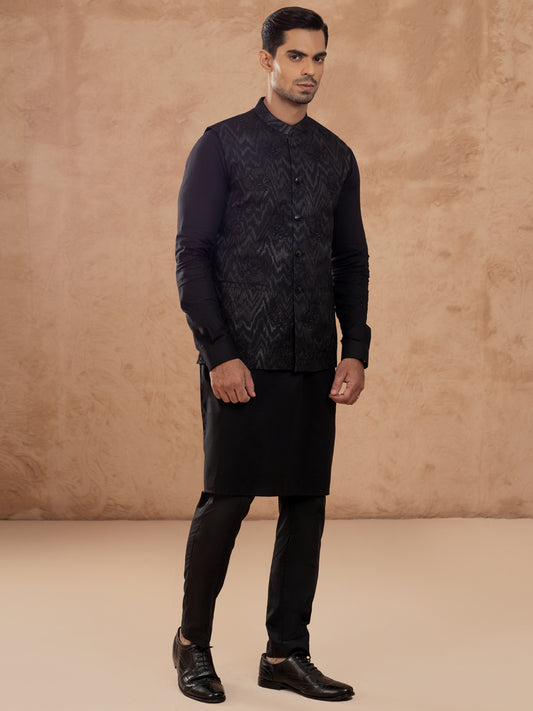 Black Blended Waistcoat - AL-WC-551 - Almirah Online