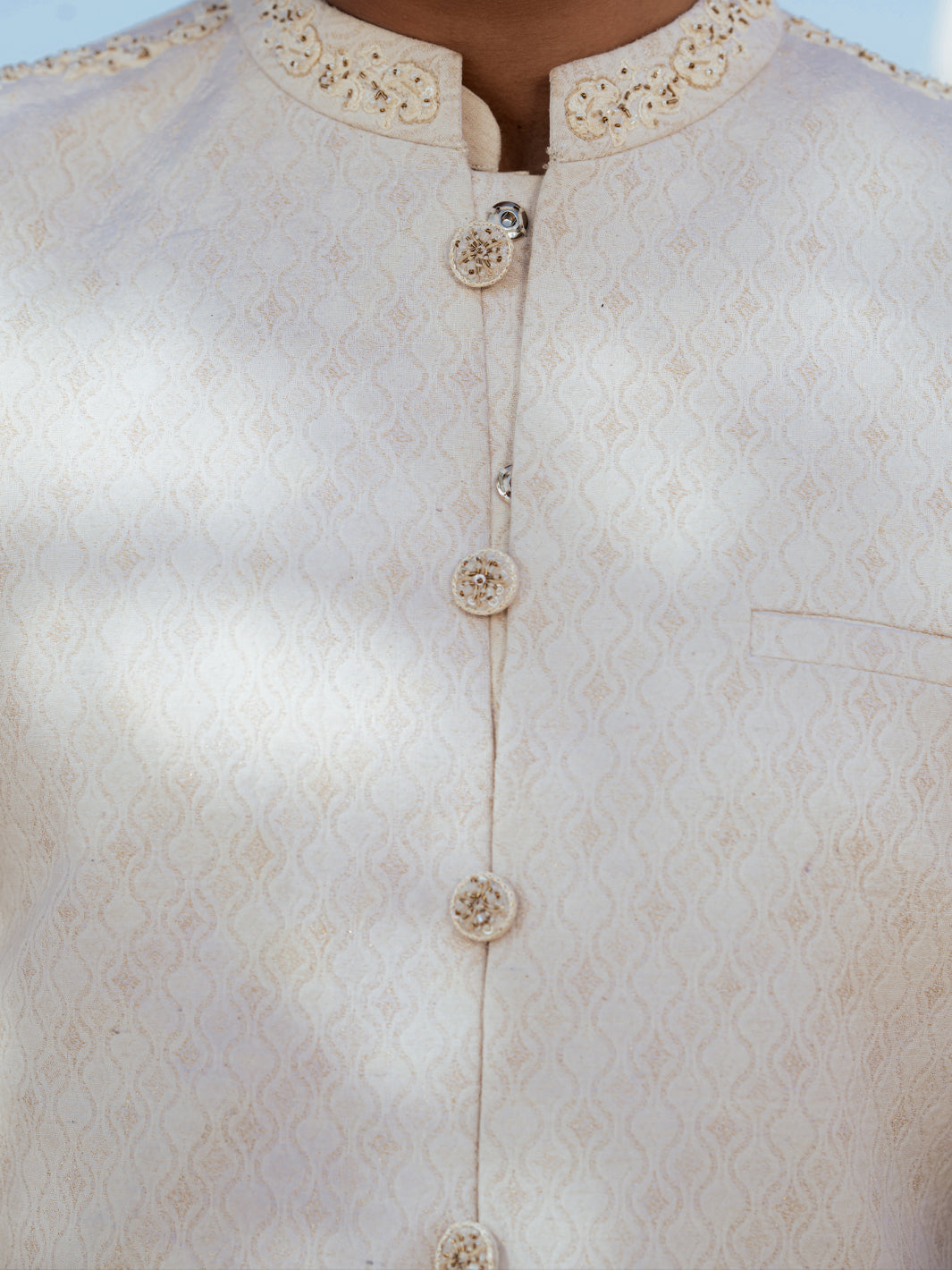 Off White Blended Waistcoat - AL-WC-572